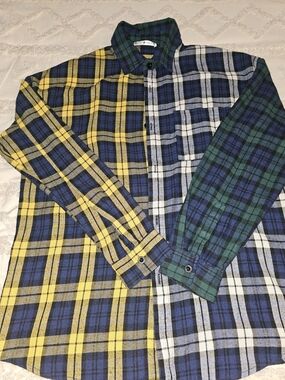 Mi MAN Men's Multi-Color Plaid Button-Up Shirt - Blue, Yellow & Green